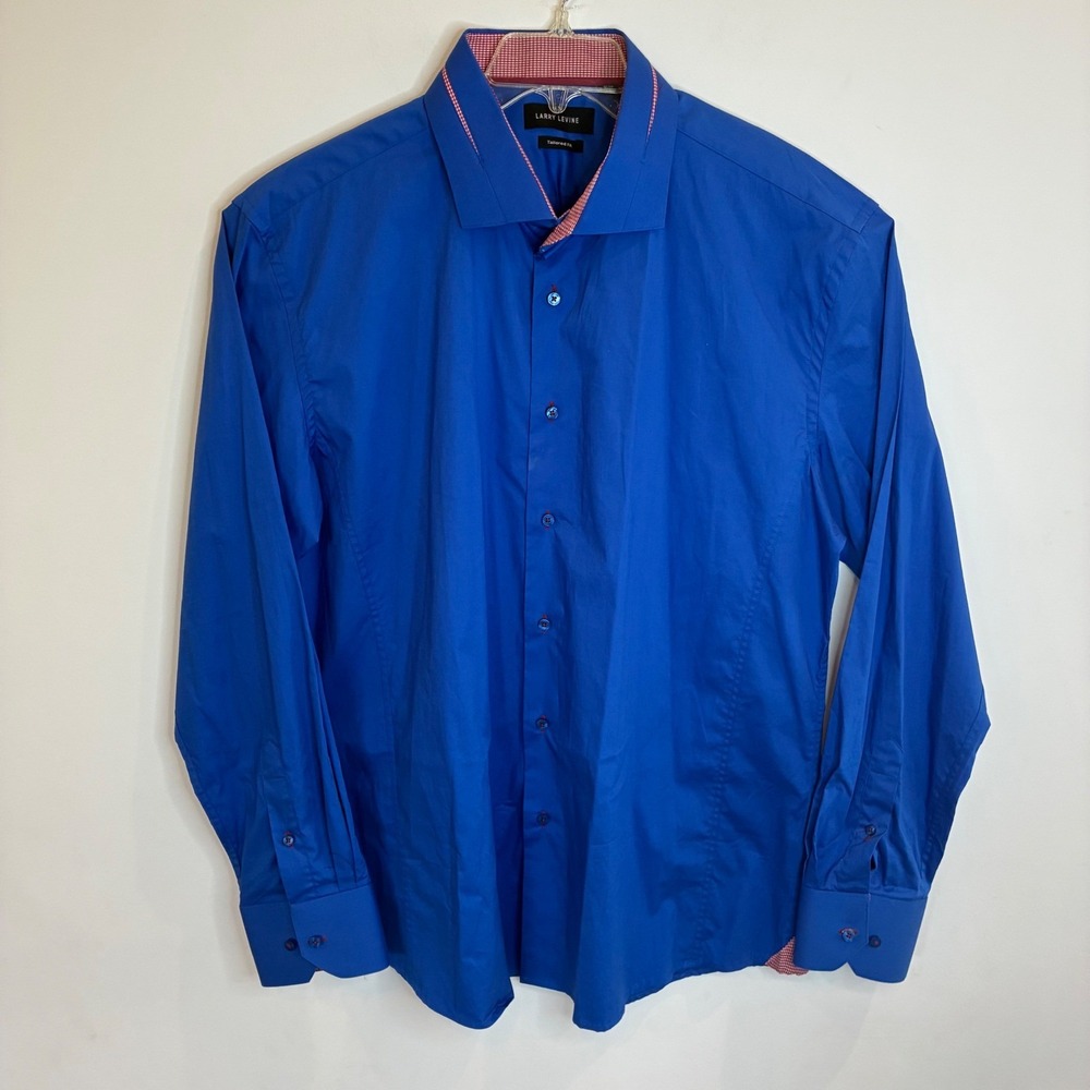 Larry Levine Mens Royal Blue Tailored Fit Button Down Shirt XXL 18 36/37